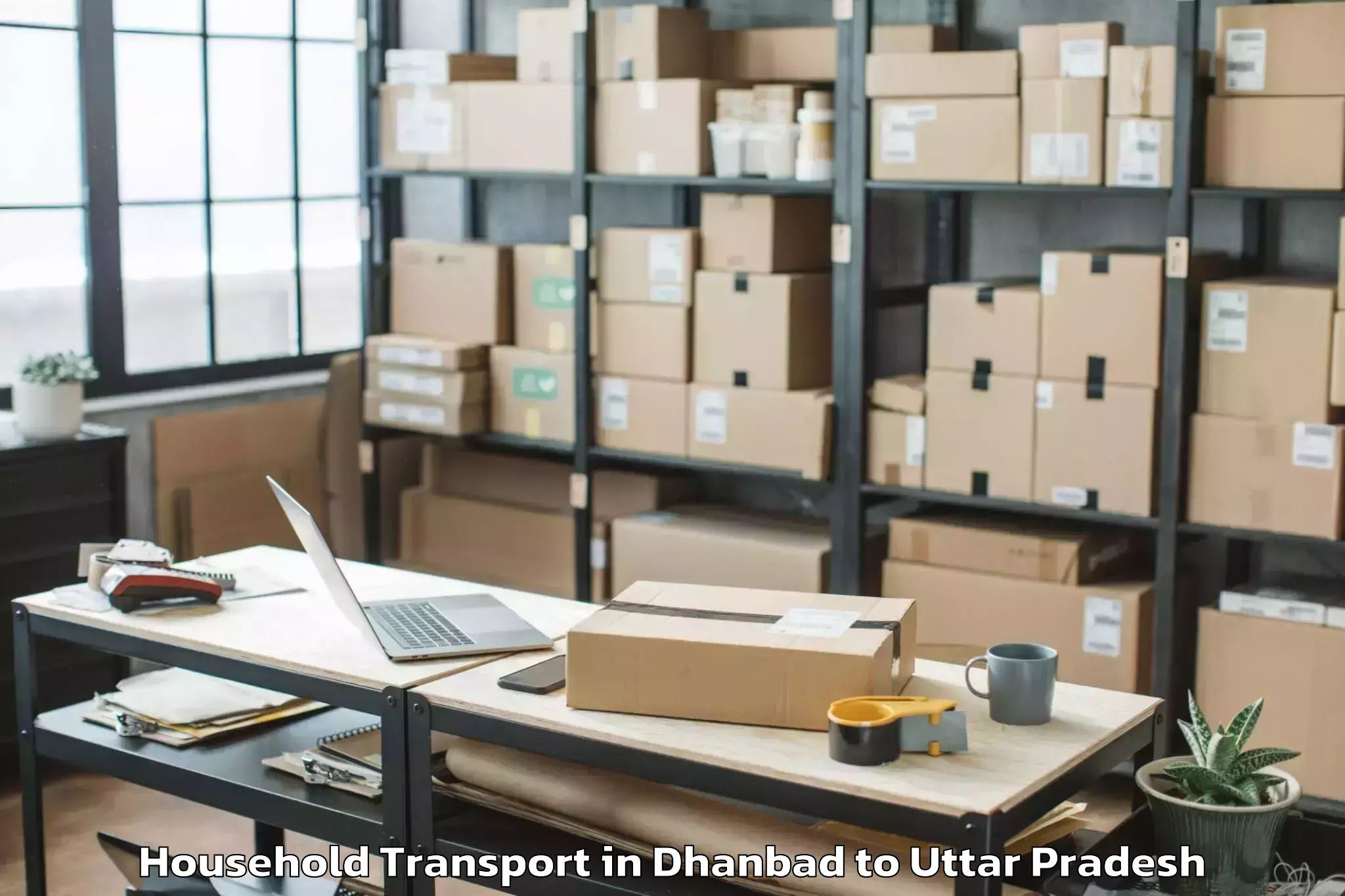 Trusted Dhanbad to Etawa Household Transport